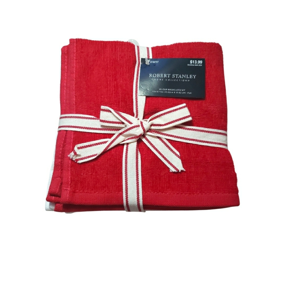 Robert Stanley Home Collection Velour Washcloth Set (4 pack)